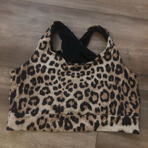 Mika Yoga Wear Leopard Print Crop Top in Brown and Black, reversible